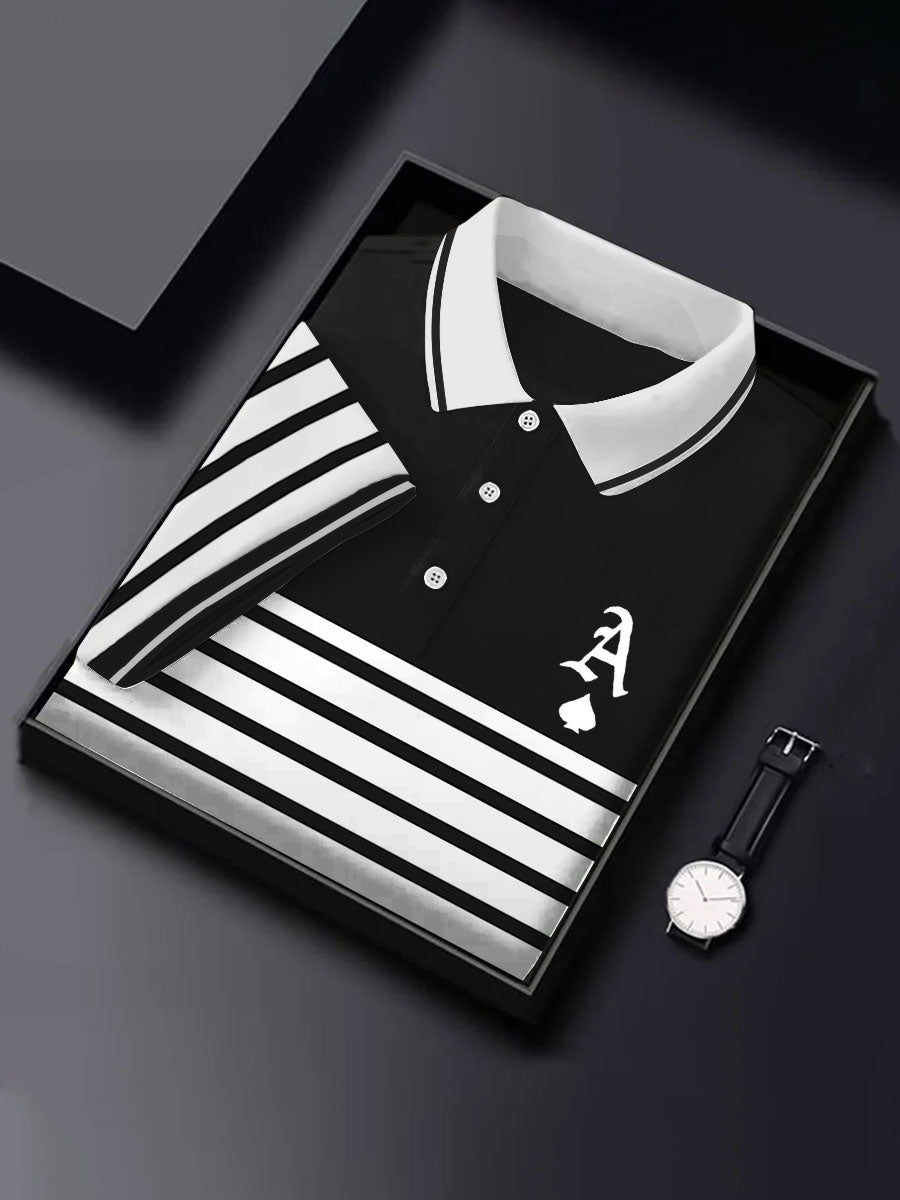 Herren Poker Ass von Pik gestreiften Tops