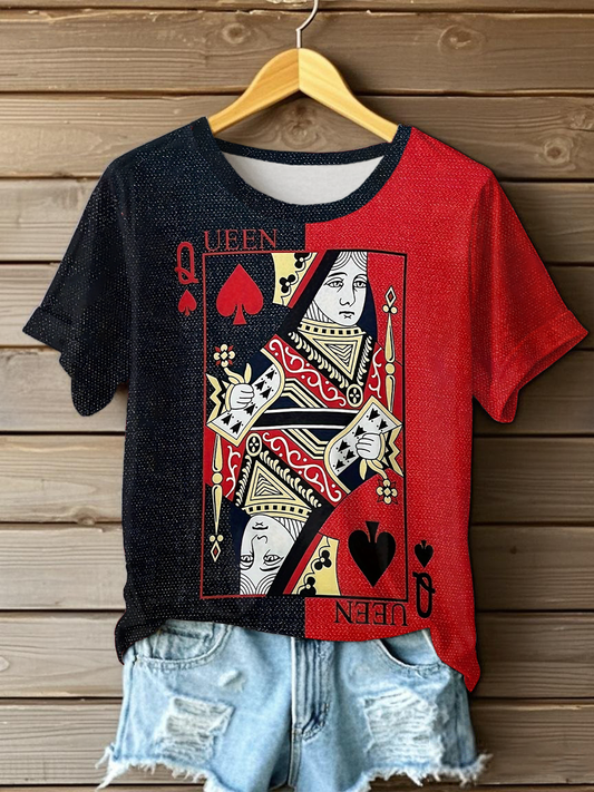 Damen Queen Poker gedruckt lässig T-Shirt