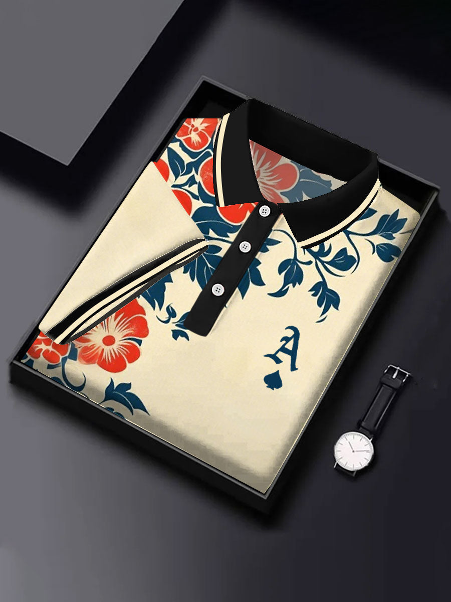 Herren Poker Vintage Blumen Ace of Pik Tops