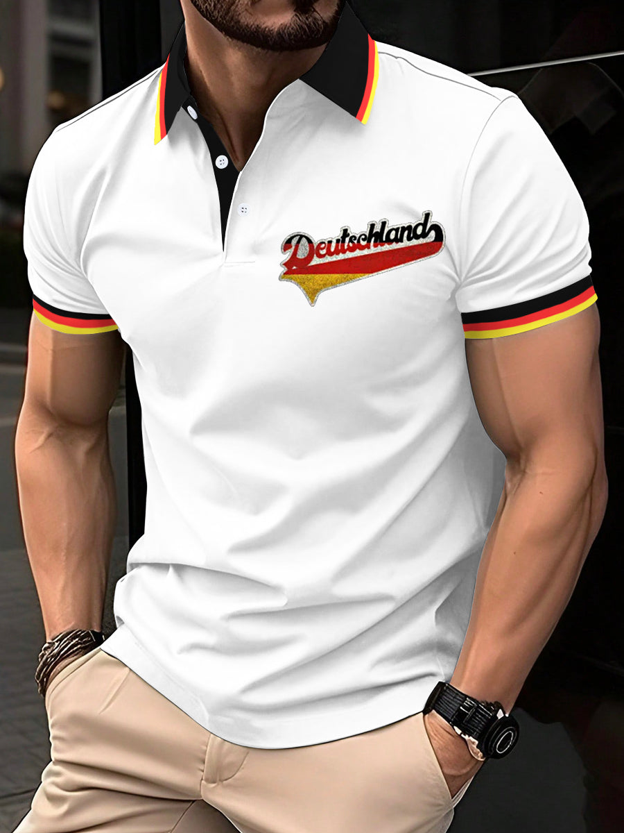 Herren Vintage Deutschland Print Casual Top