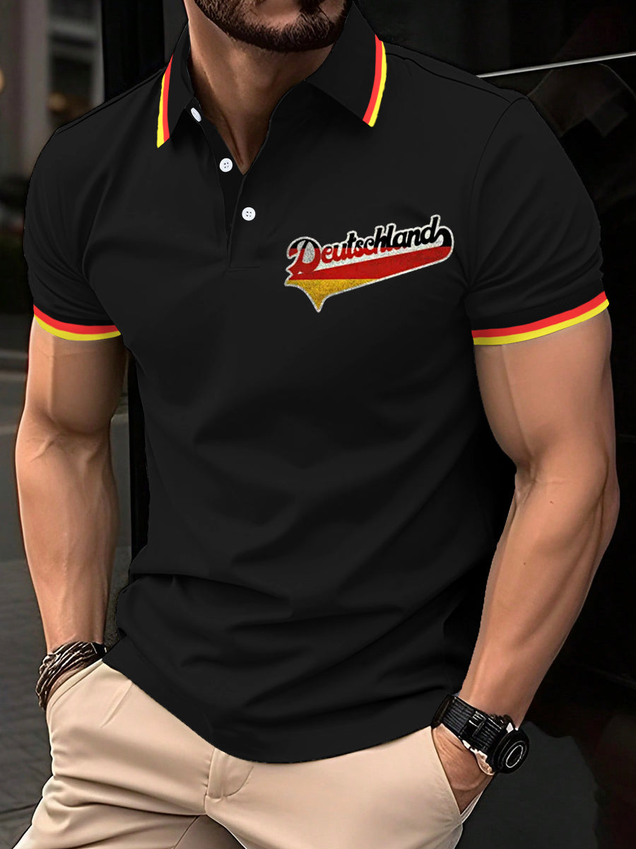 Herren Vintage Deutschland Print Casual Top