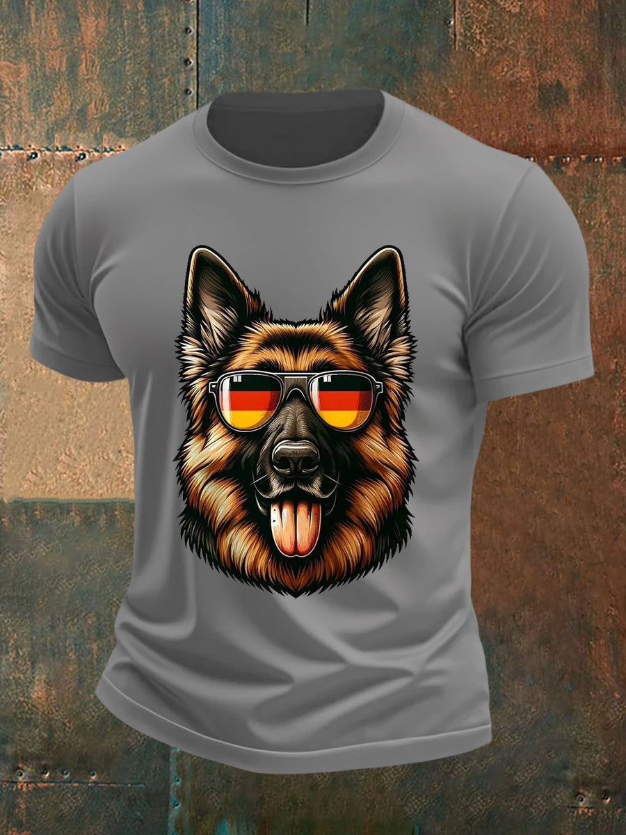 Herren Schäferhund Print Casual T-Shirt