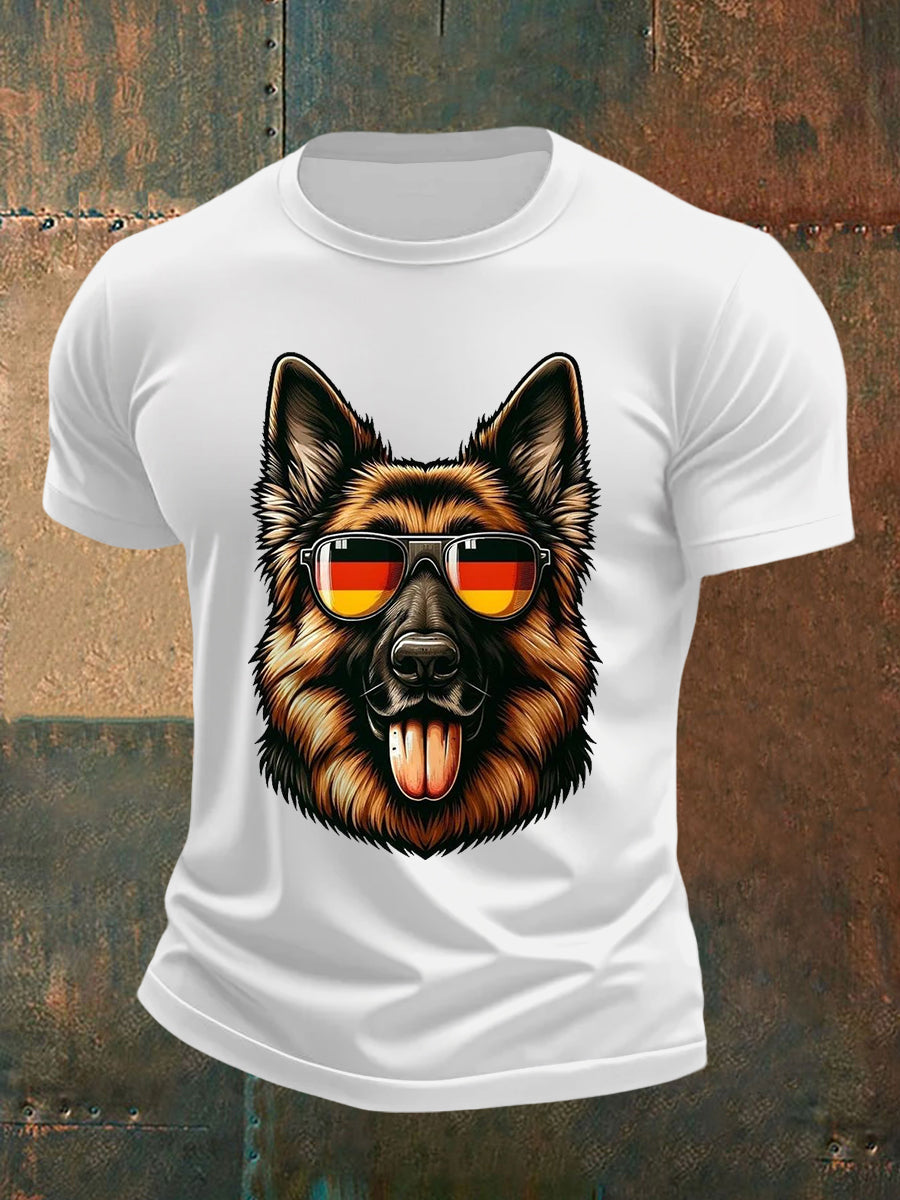 Herren Schäferhund Print Casual T-Shirt