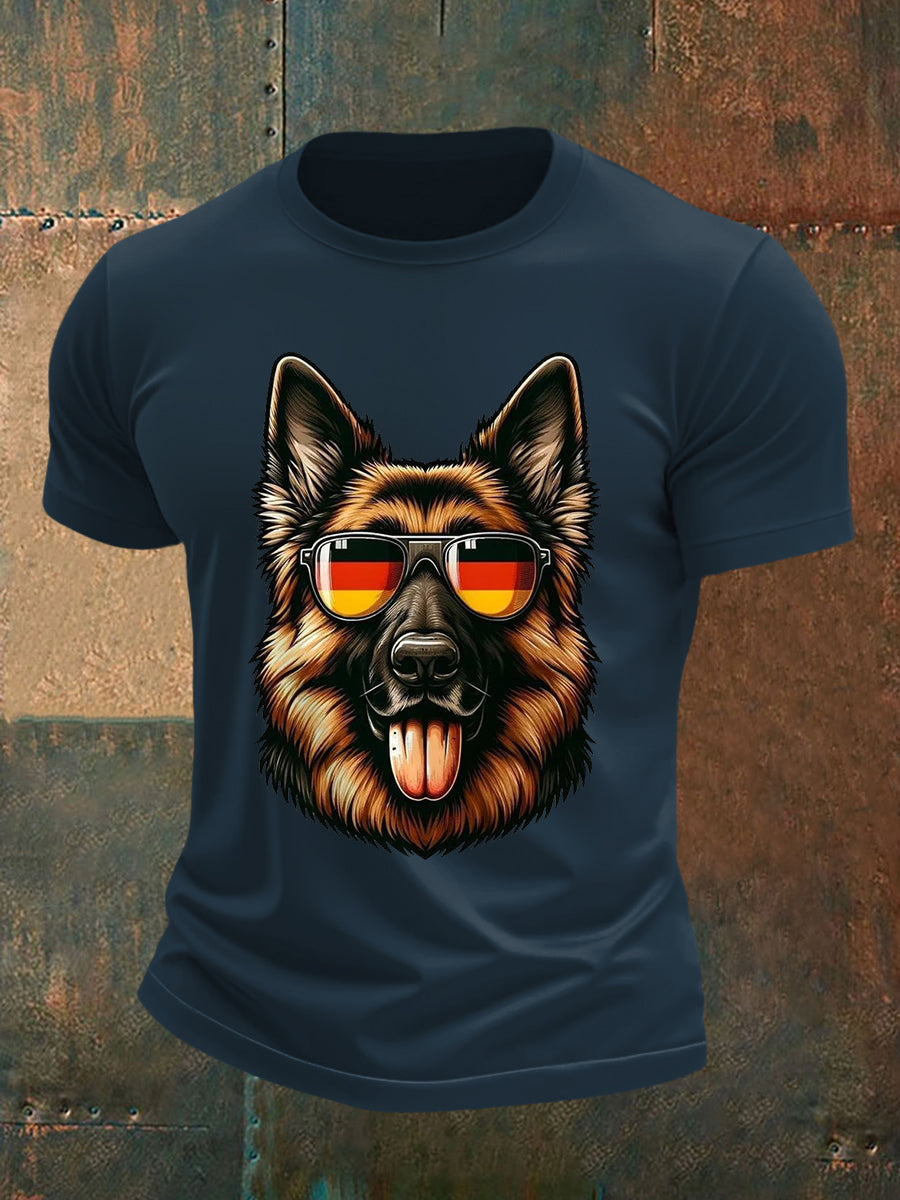 Herren Schäferhund Print Casual T-Shirt