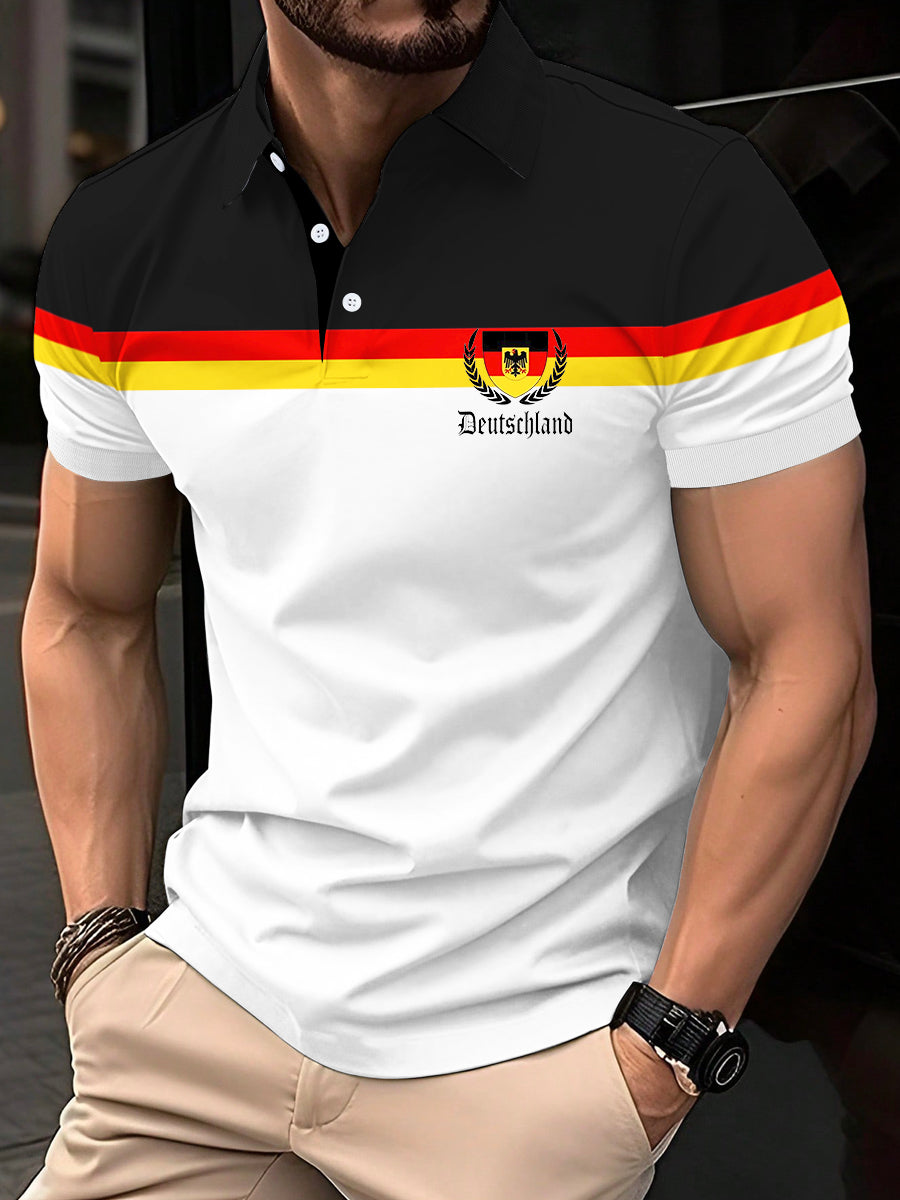 Herren-Deutschland-Streifen-Print-Casual-Top