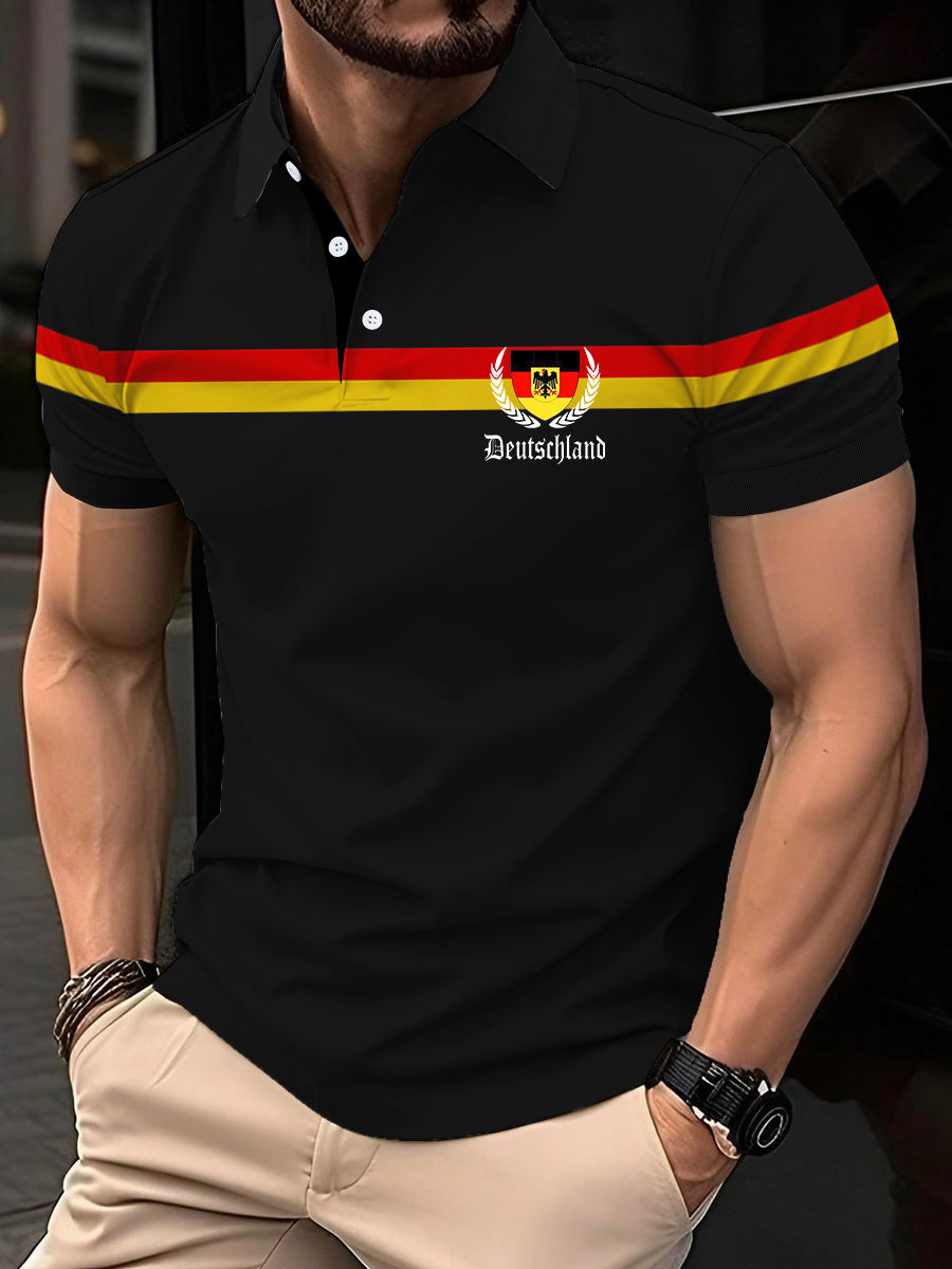 Herren-Deutschland-Streifen-Print-Casual-Top