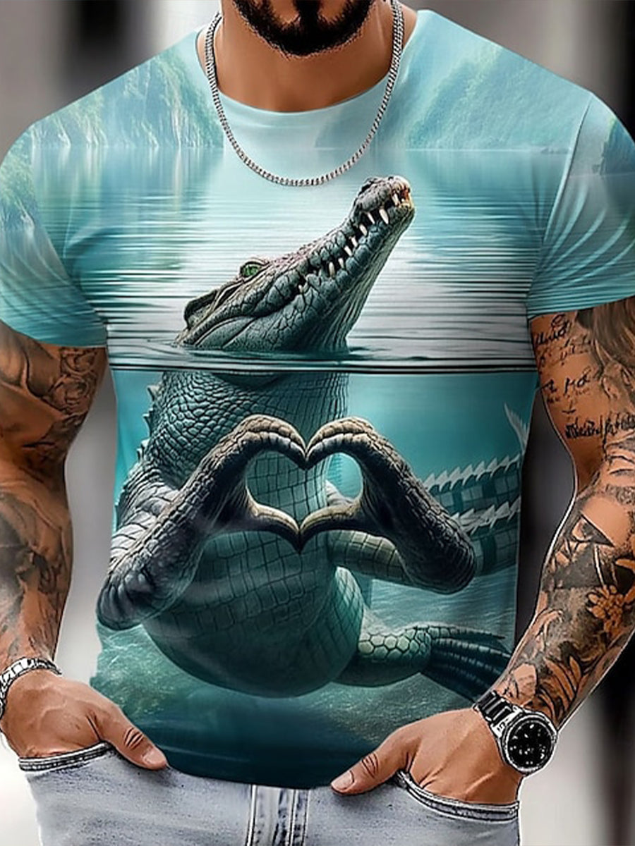 Männer lustige Tier Krokodil Kurzarm Sommer T-Shirt