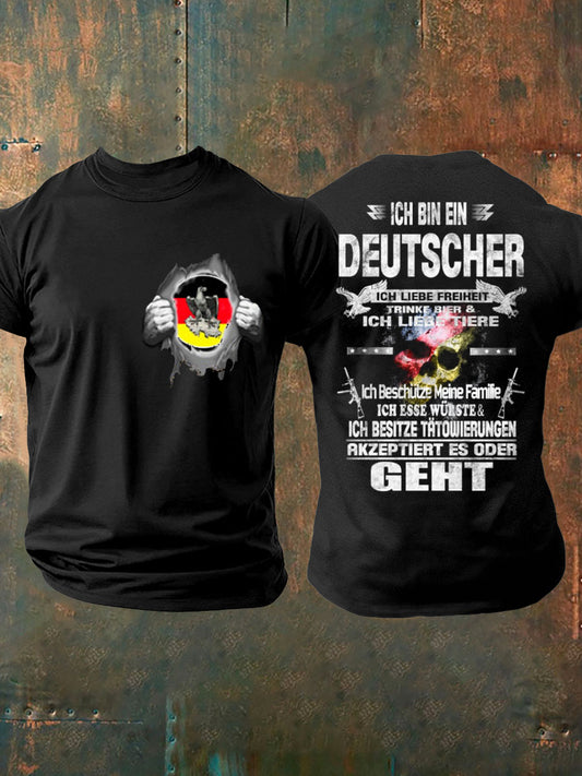 Bedrucktes T-Shirt mit deutscher patriotischer Flagge fĂŒr MĂ€nner