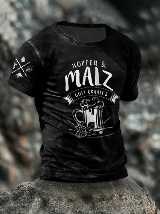 T-Shirt mit kurzen Ärmeln für Herren Hopfen und Malz