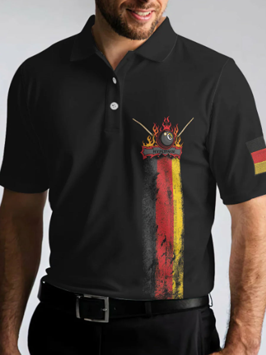 Männer deutsche Flagge Golf Schwarz Nass Farbe Schädel Kurzarm Hemd