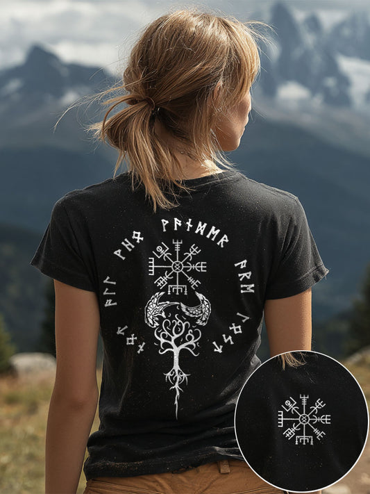 Viking inspirierter Print Vintage T-Shirt für Frauen