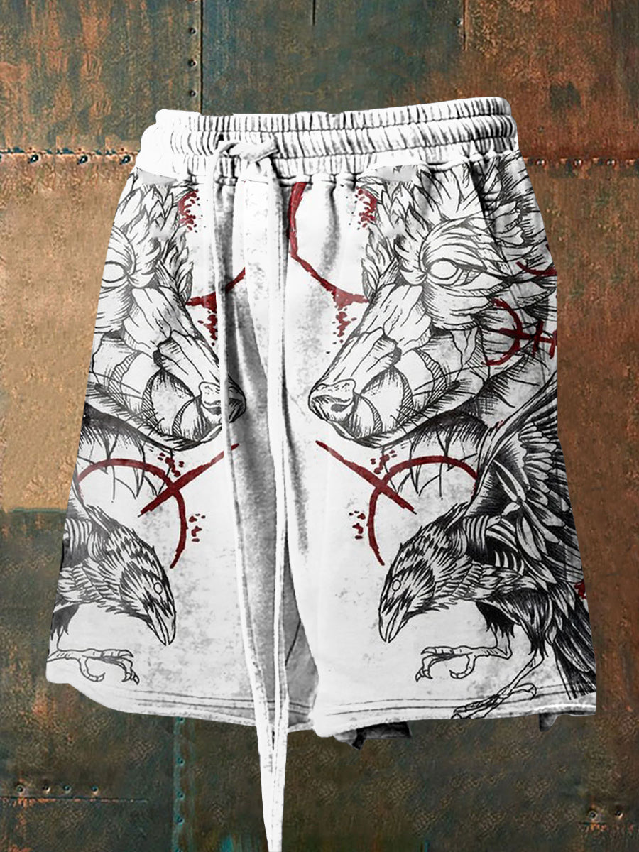 Männer Wikinger Tiere Print Shorts