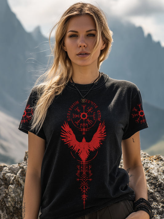 Viking inspirierter Print Vintage T-Shirt für Frauen