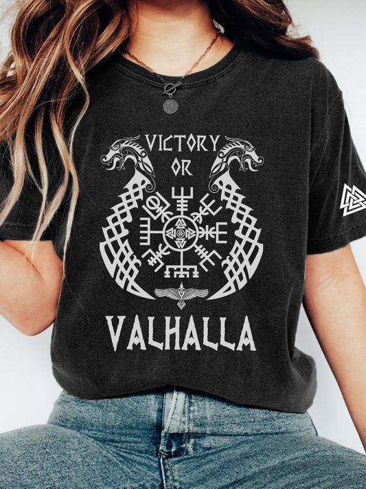 Viking inspirierter Print Vintage T-Shirt für Frauen