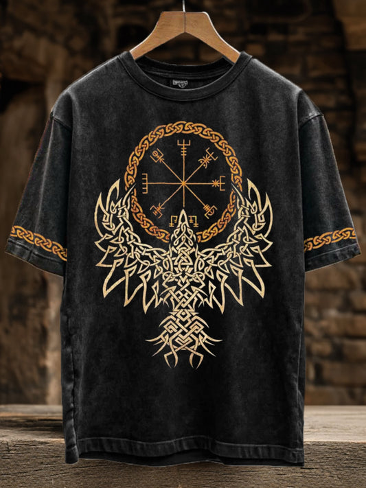 Viking inspirierter Druck Vintage T-Shirt für Männer