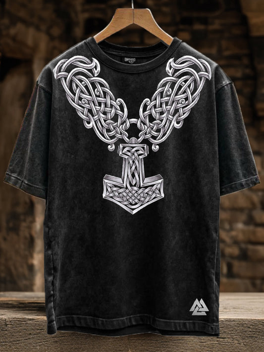 Viking inspirierter Druck Vintage T-Shirt für Männer