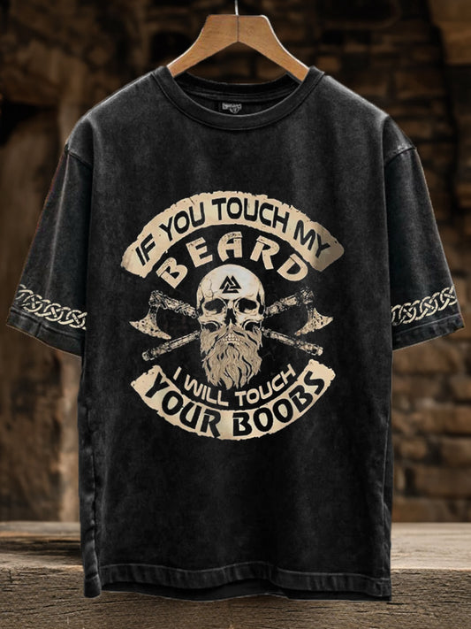 Viking inspirierter Druck Vintage T-Shirt für Männer