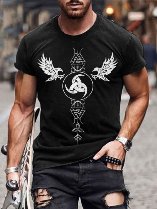 Viking inspirierter Druck Vintage T-Shirt für Männer