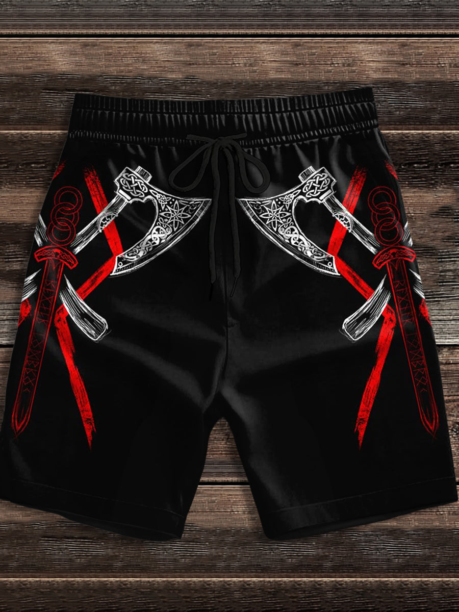 Herren-Shorts mit Viking-Print