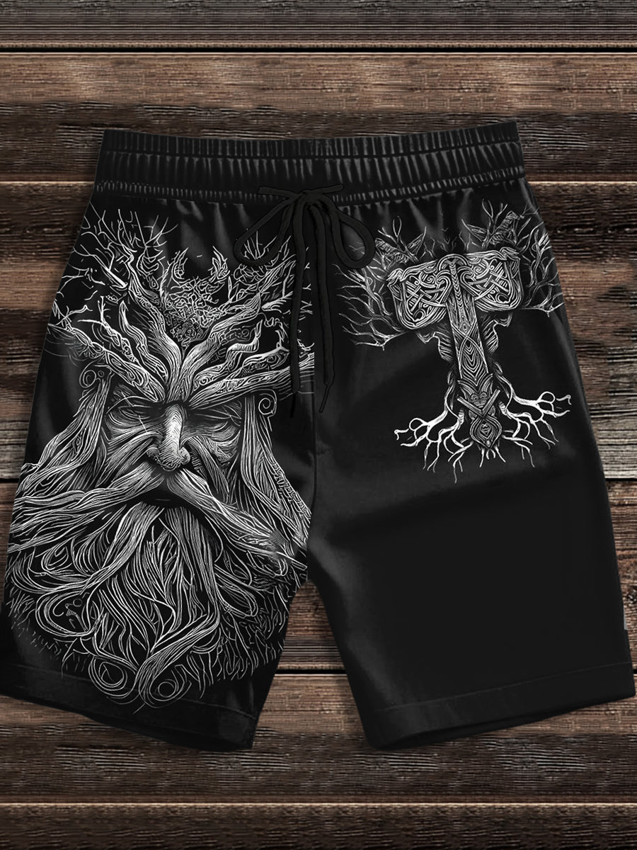 Herren-Shorts mit Viking-Print