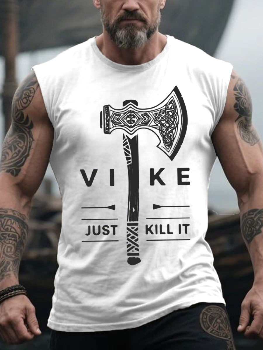 Herren Retro Viking Battle Axe im nordischen Stil Casual Tank Top