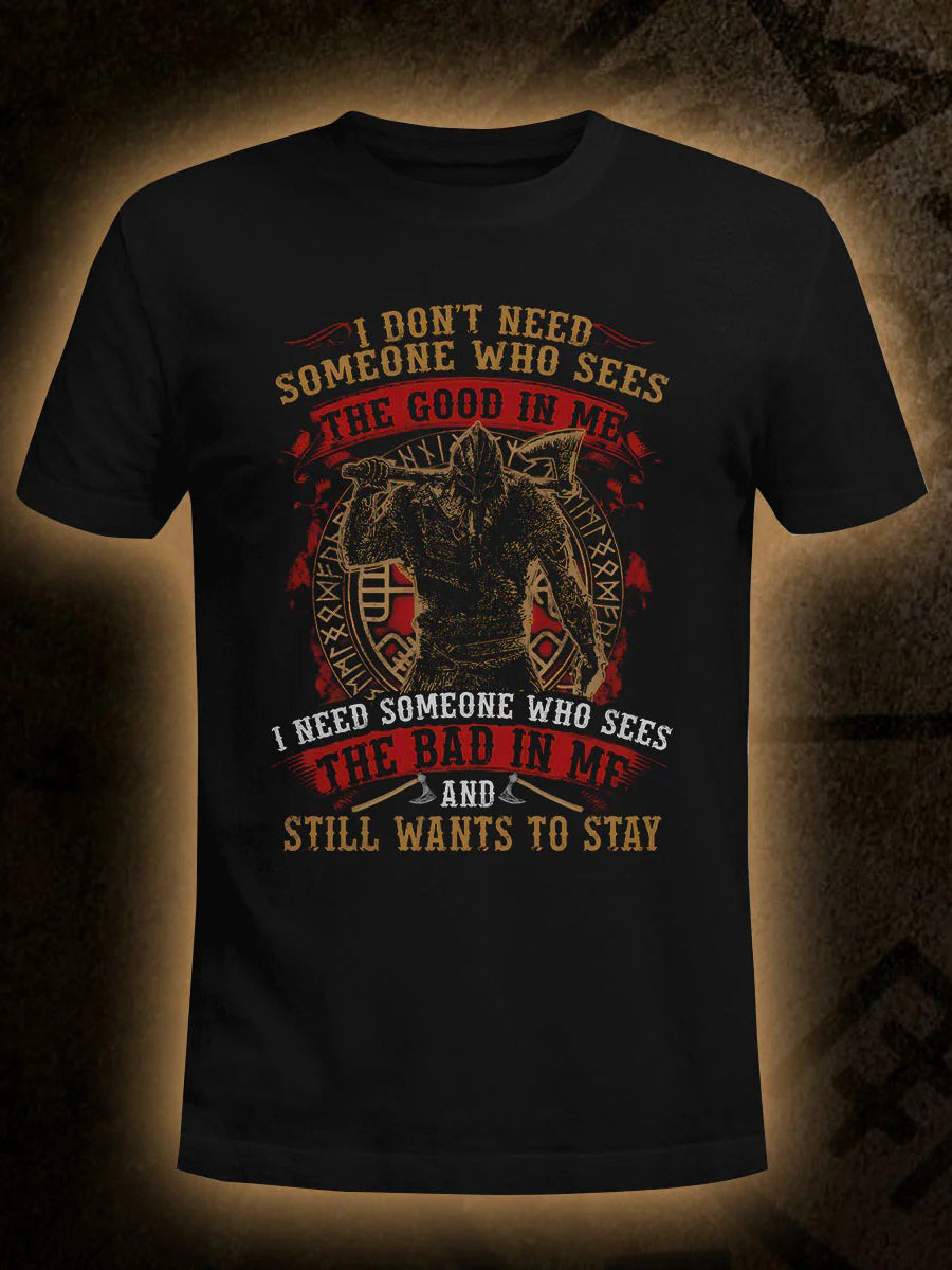 Kurz ärmel iges Herren T-Shirt The Bad In Me Viking