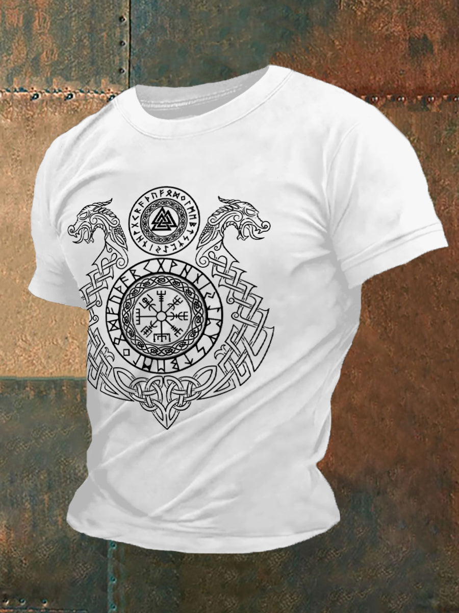Herren Retro Viking Symbole im nordischen Stil Casual T-Shirt