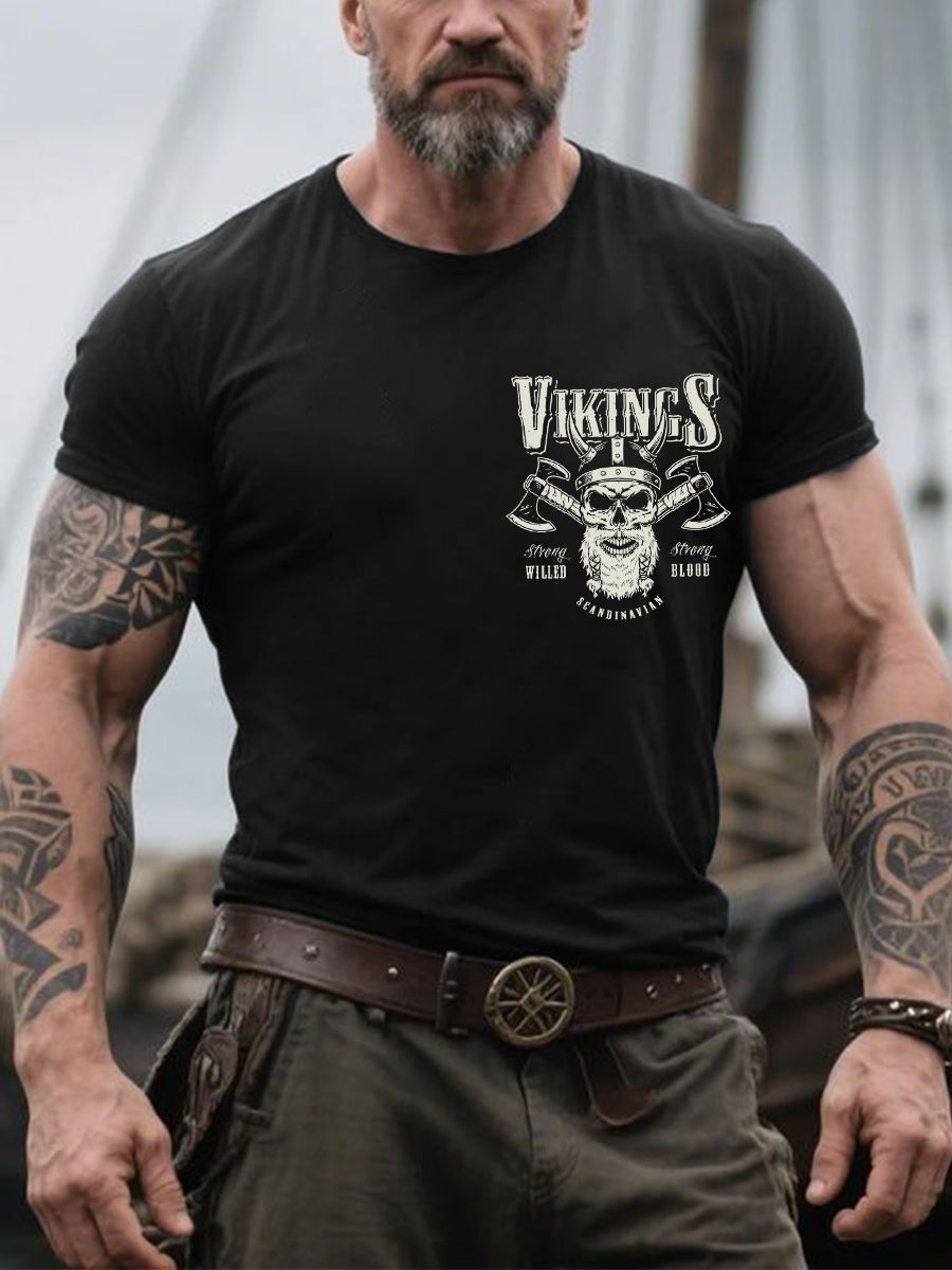 Herren Retro Viking Warrior Nordic Style Casual T-Shirt