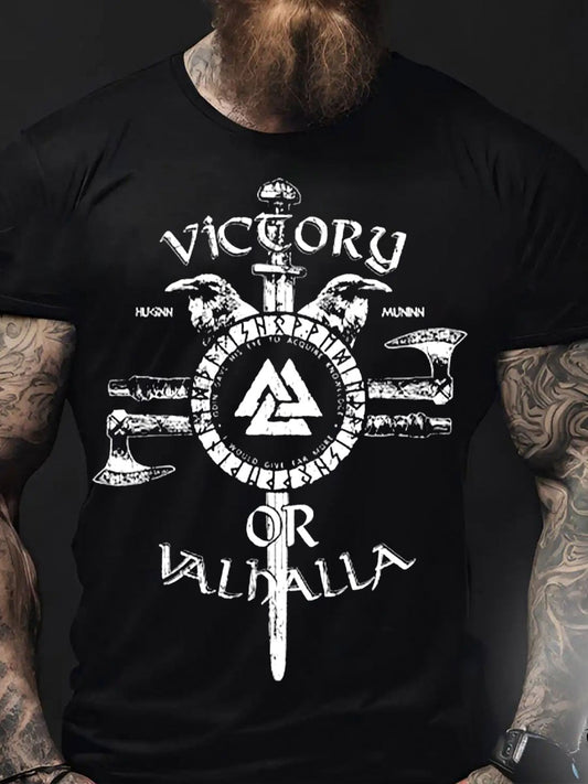 Herren Viking Style Sieg oder Val halla bedrucktes T-Shirt