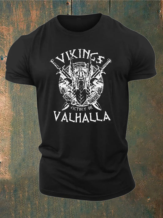 Herren Viking Style Val halla Bedrucktes T-Shirt