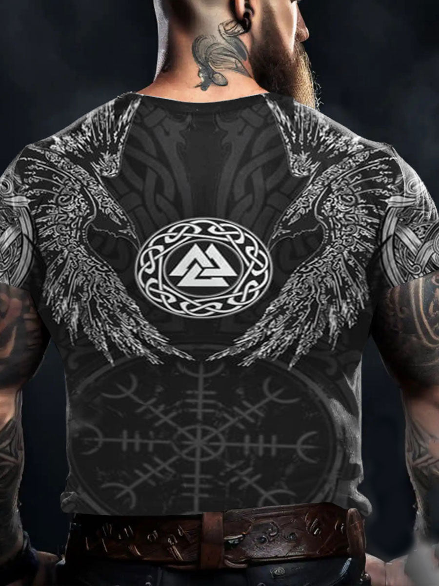 Herren Viking Style Vegvísir & Raben Bedrucktes T-Shirt