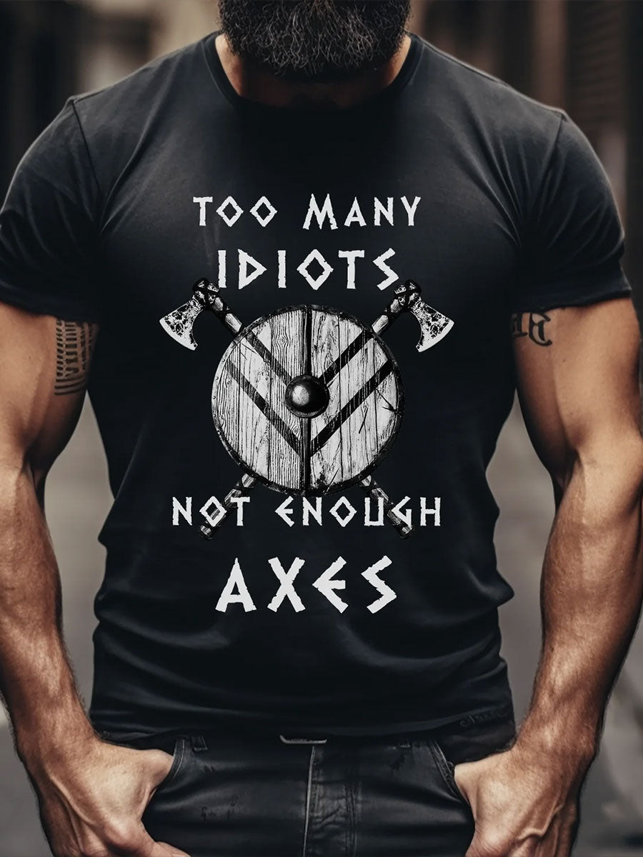 Herren Viking Style zu viele Idioten bedrucktes T- Shirt