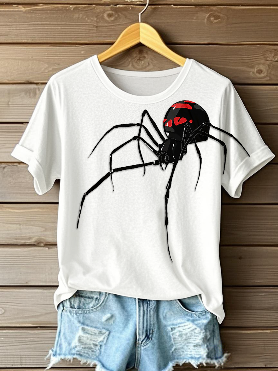 Damen-Spinnendruck-lässige T-Shirts