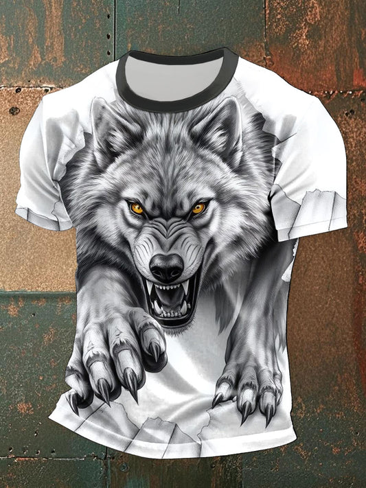 Freizeit-T-Shirts mit Wolfs druck für Männer