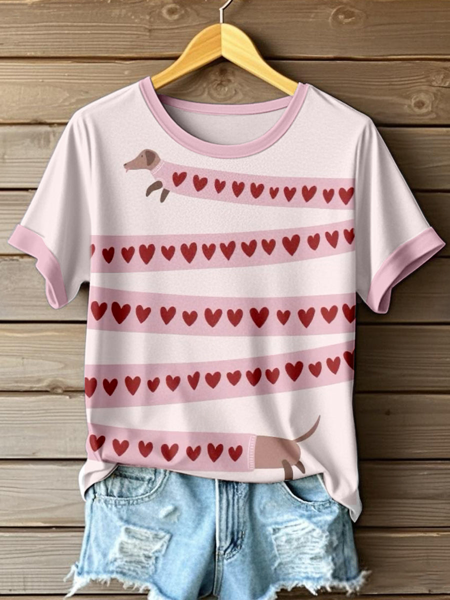 Frauen Lustiges Dackel Kunstdruck Vintage T-Shirt