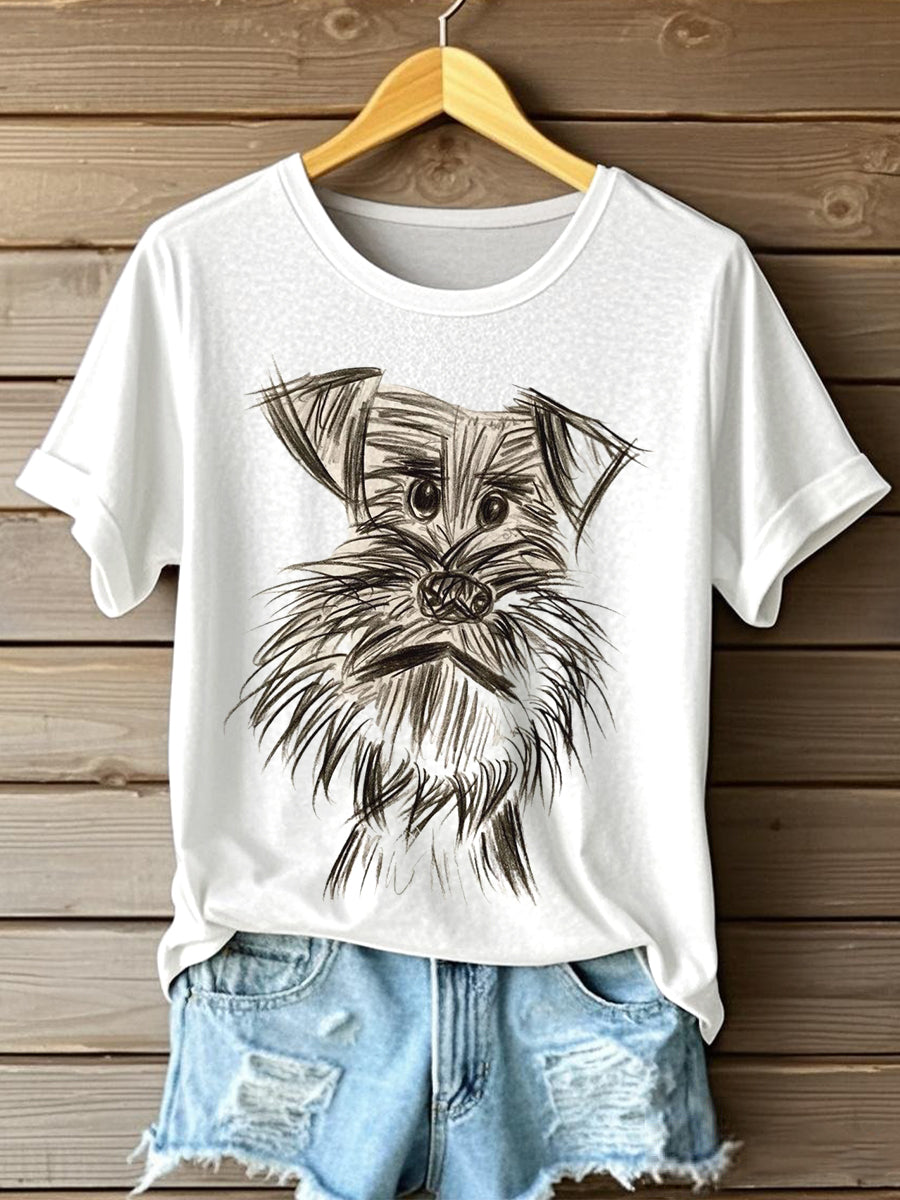 Frauen Lustiger Hund Kunstdruck Vintage T-Shirt