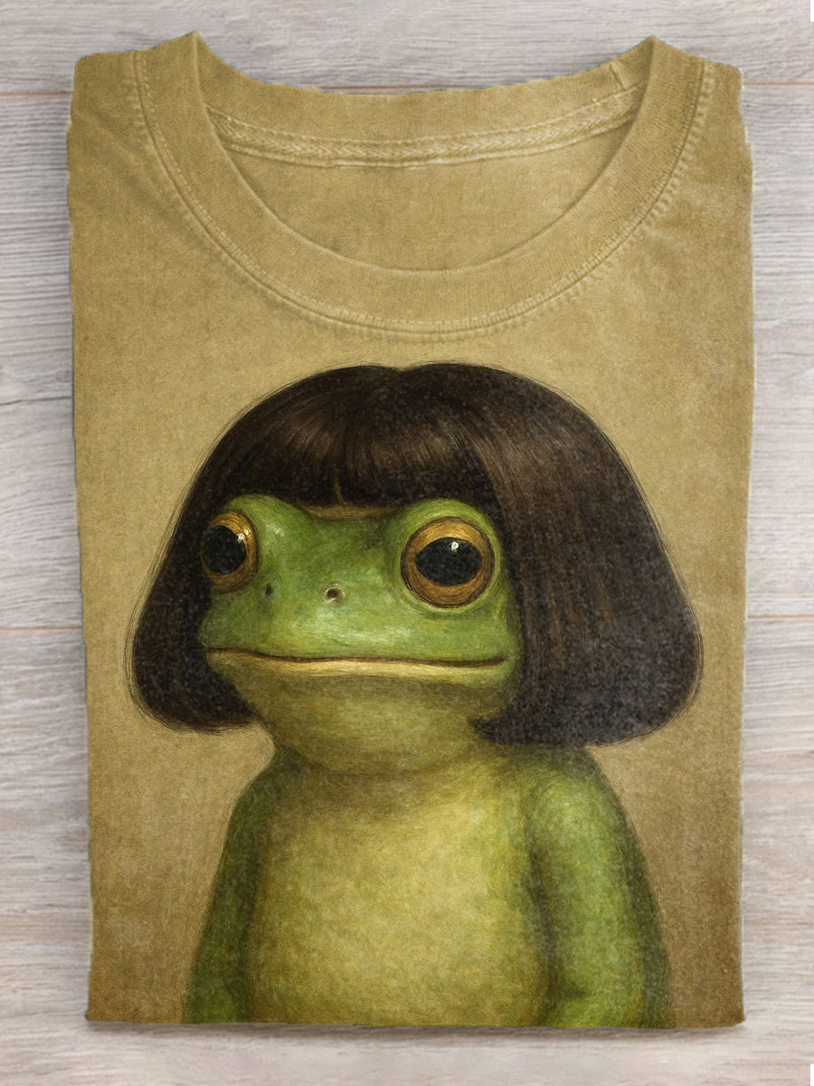 Frauen lustige Frosch Kunstdruck Kurzarm T-Shirt