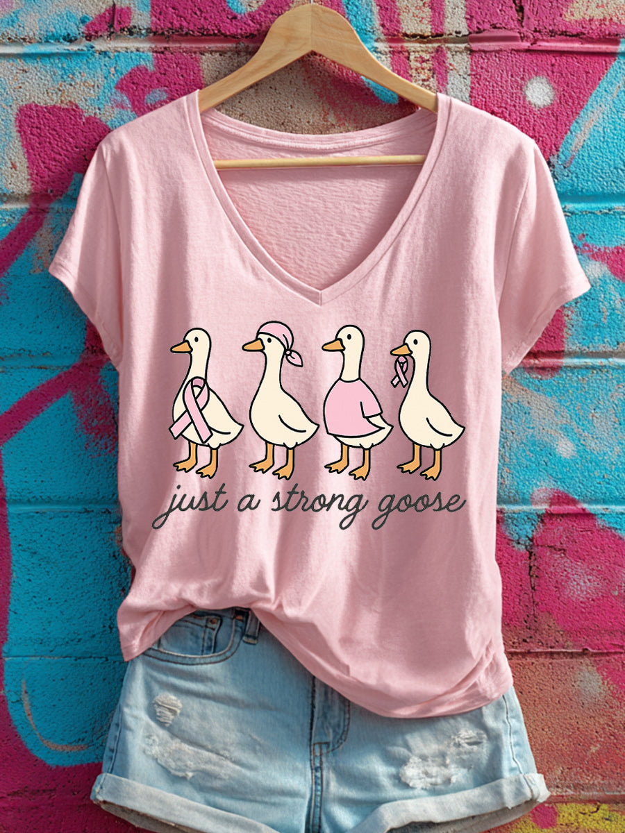 Frauen nur ein starkes Gänse druck V-Ausschnitt T-Shirt