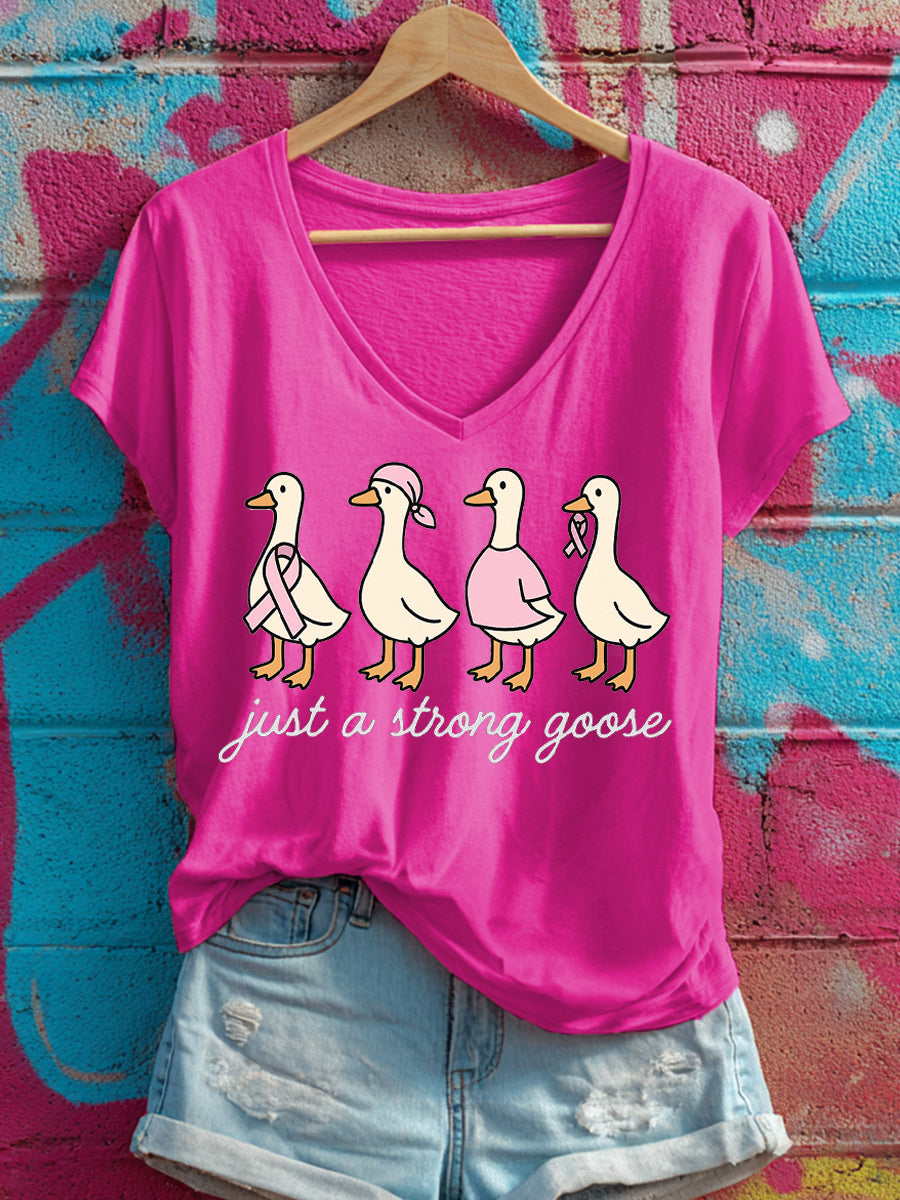 Frauen nur ein starkes Gänse druck V-Ausschnitt T-Shirt