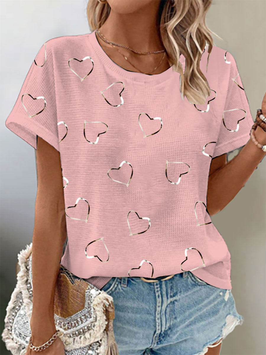 Frauen Brustkrebs Bewusstsein Waffel Print T-Shirt