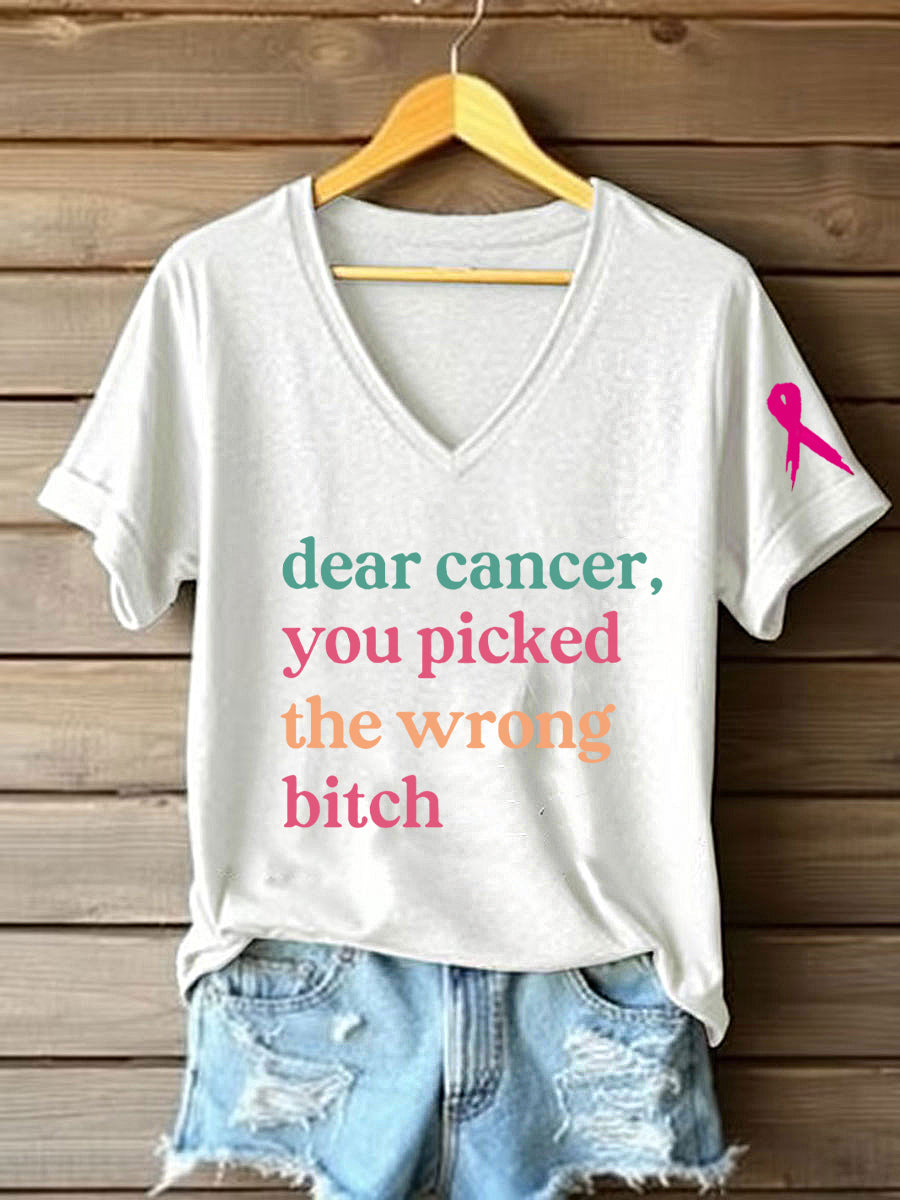 Frauen Brustkrebs Bewusstsein Lieber Krebs Sie haben das falsche Bitch Kurzarm T-Shirt ausgewählt