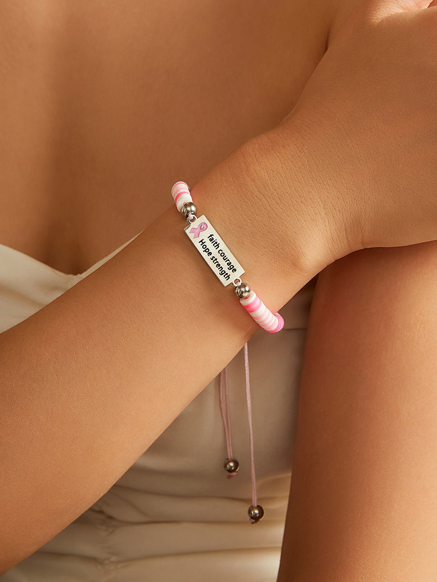 Frauen Mut Stärke Rosa Band Brustkrebs Bewusstsein Armband