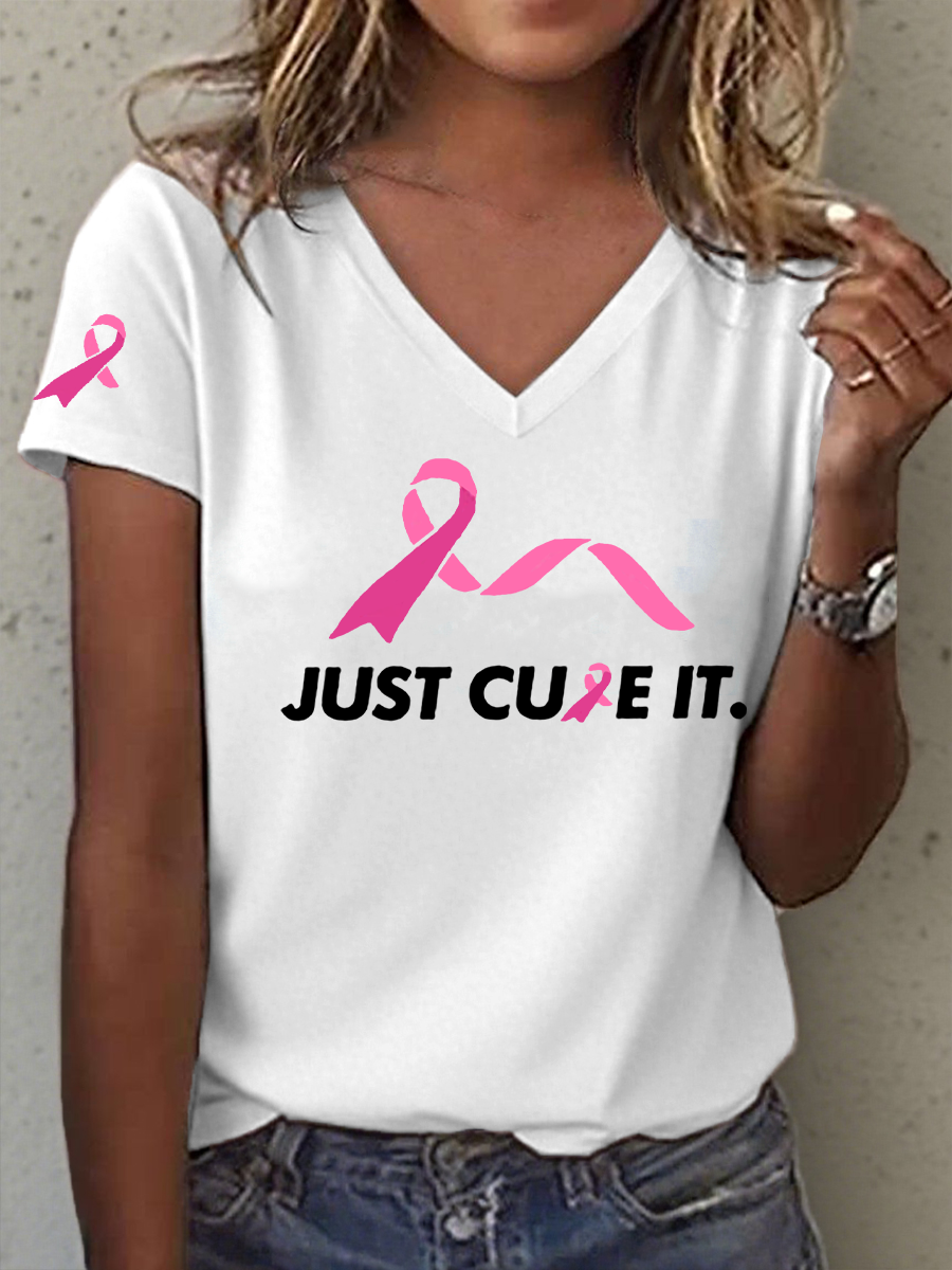 Frauen Cure It Breast Cancer Bedrucktes T-Shirt