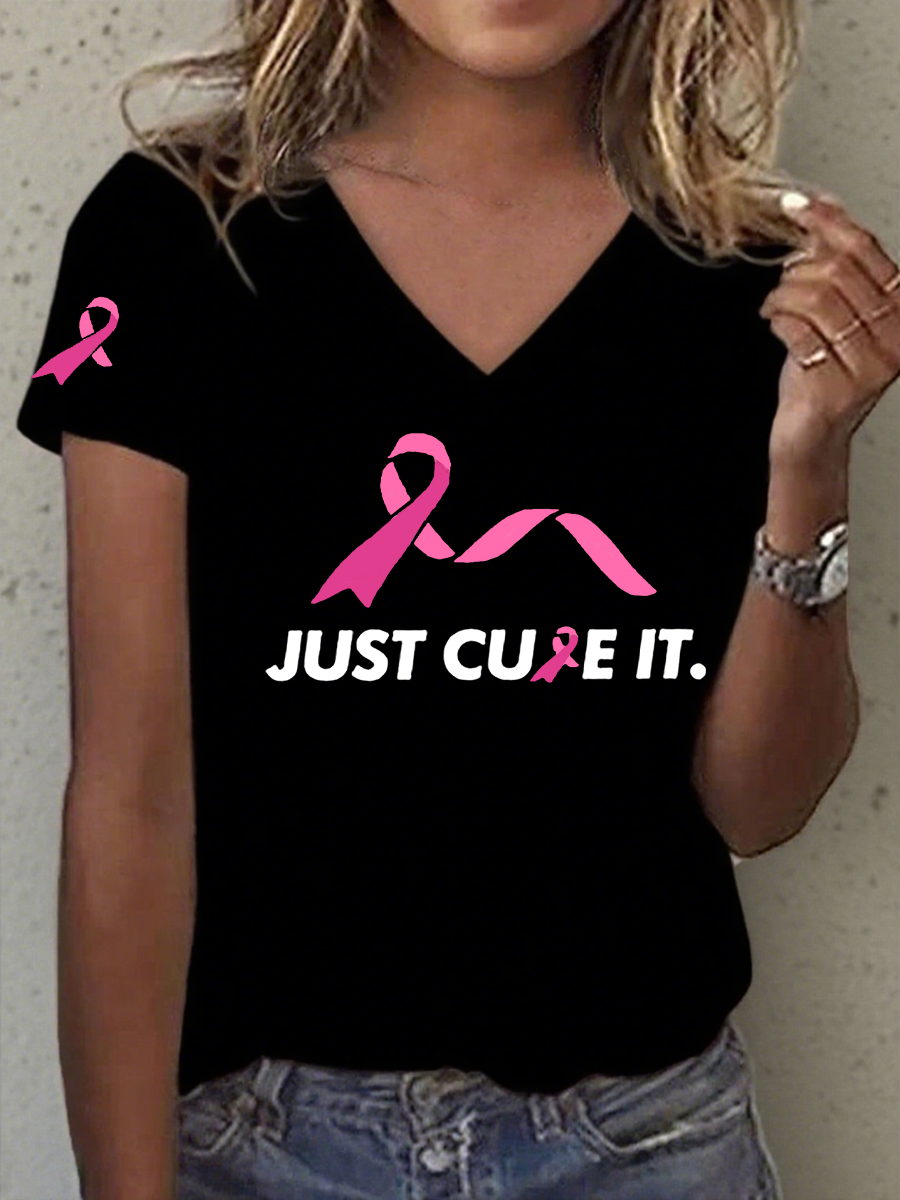 Frauen Cure It Breast Cancer Bedrucktes T-Shirt