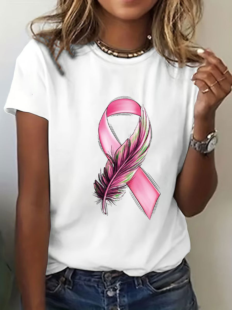 Frauen Brustkrebs Bewusstsein Rosa Band Print T-Shirt