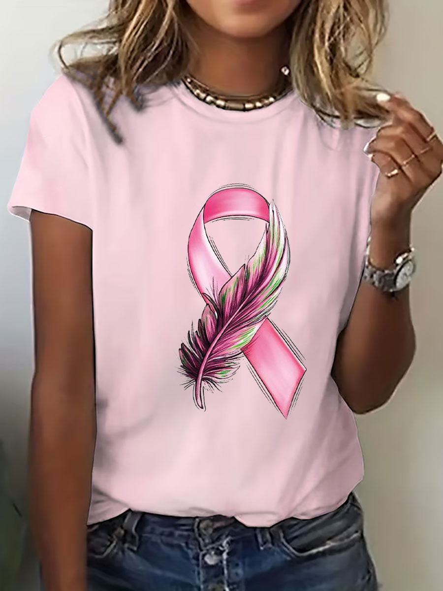 Frauen Brustkrebs Bewusstsein Rosa Band Print T-Shirt