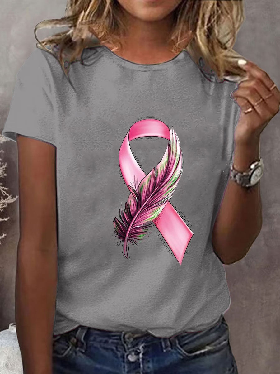 Frauen Brustkrebs Bewusstsein Rosa Band Print T-Shirt