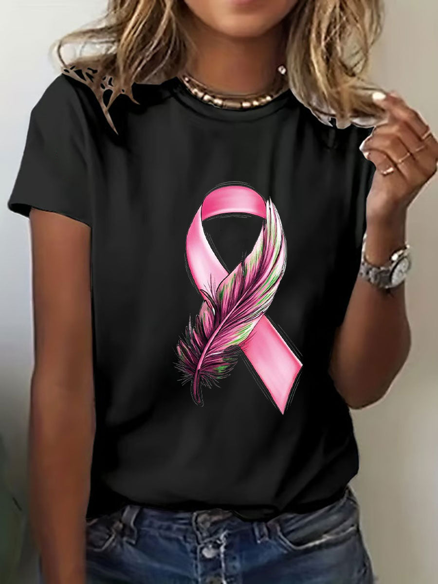 Frauen Brustkrebs Bewusstsein Rosa Band Print T-Shirt