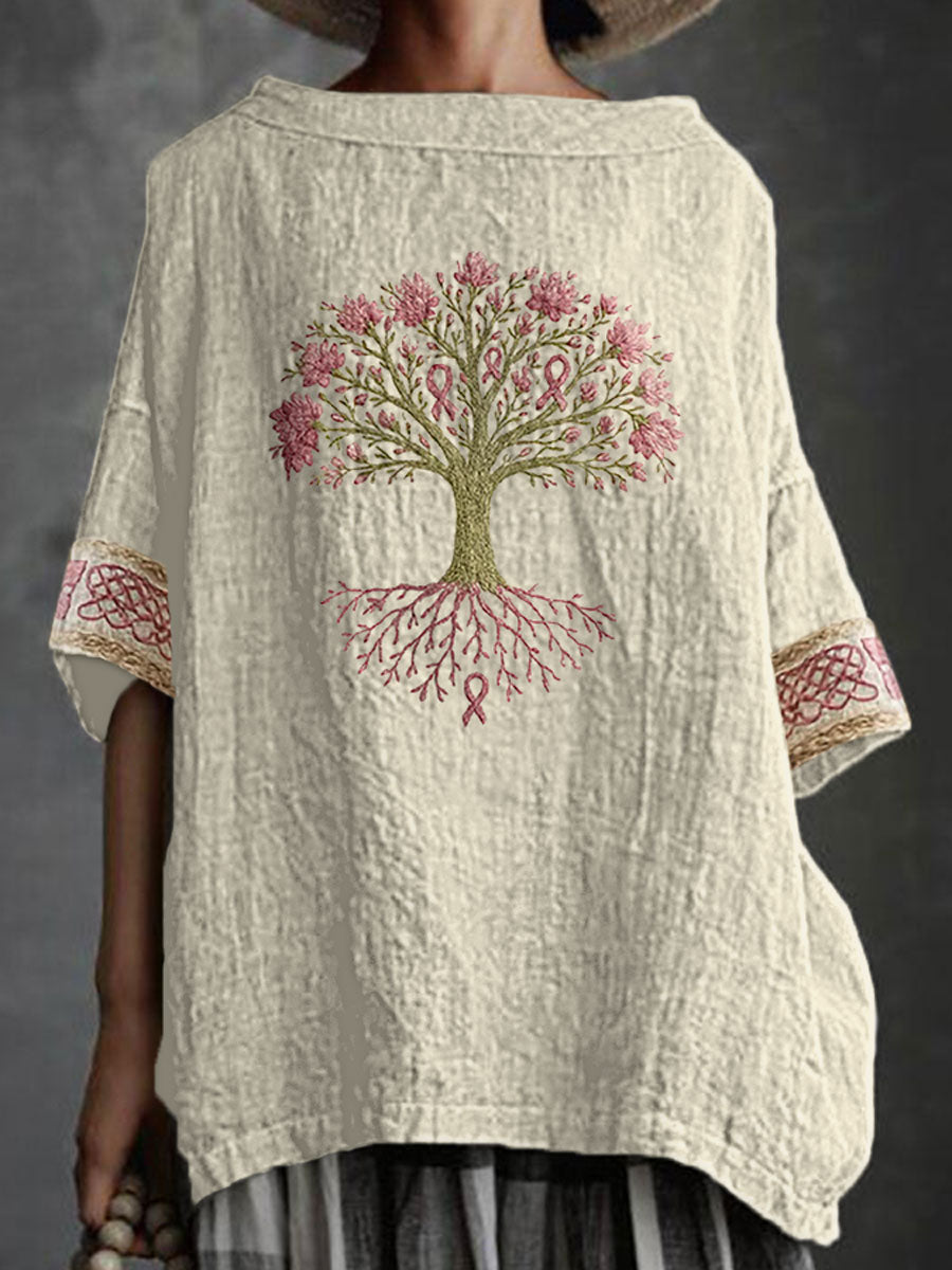 Frauen Brustkrebs Das rosa Band ist der Baum der Gesundheit Print Top