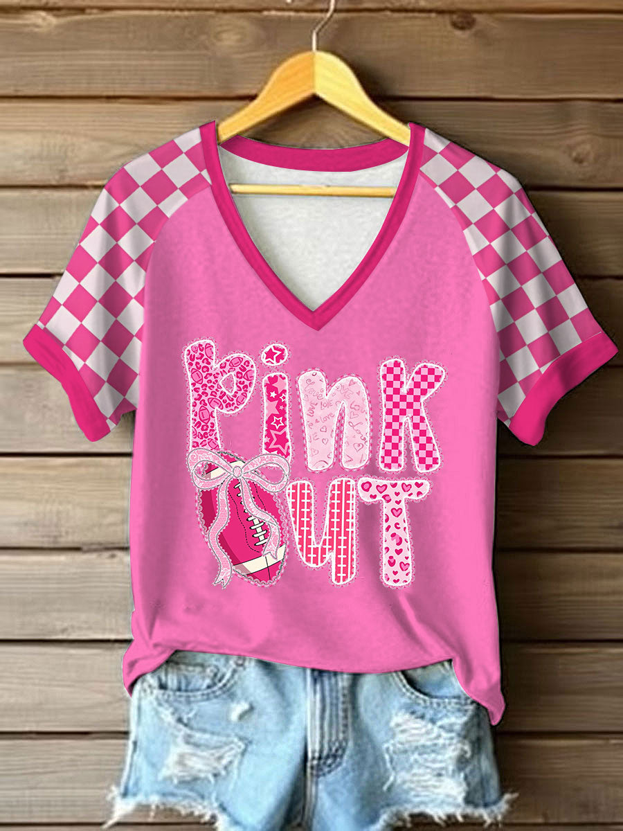 Frauen Brustkrebs Bewusstsein Pink Out Print T-Shirt
